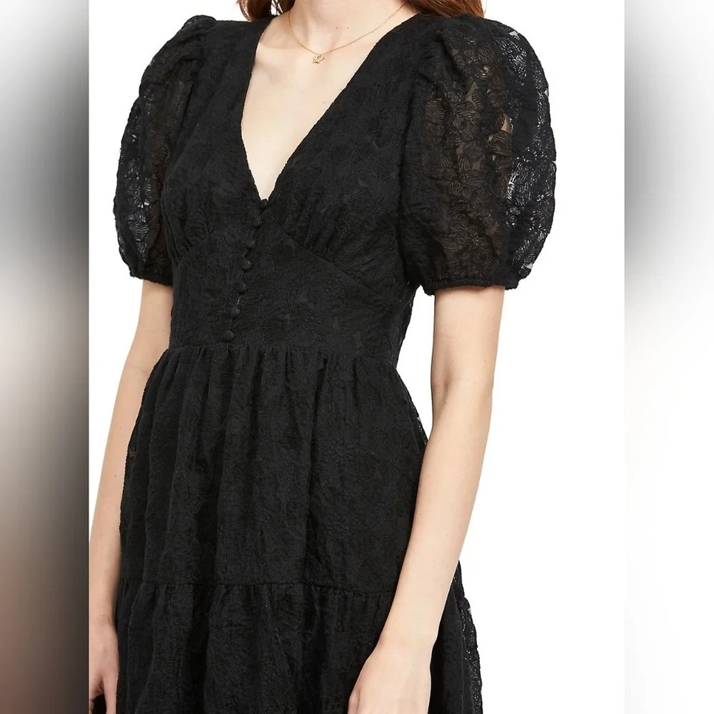 En Saison-Agathe Floral Embroidered V-Neck Midi Dress - Picture 6 of 8